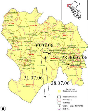 Karte der Region Piura